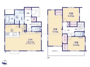 上尾市小泉、新築一戸建ての間取り画像です