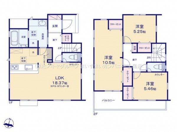 上尾市小泉、新築一戸建ての間取り画像です
