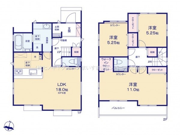 上尾市小泉、新築一戸建ての間取り画像です