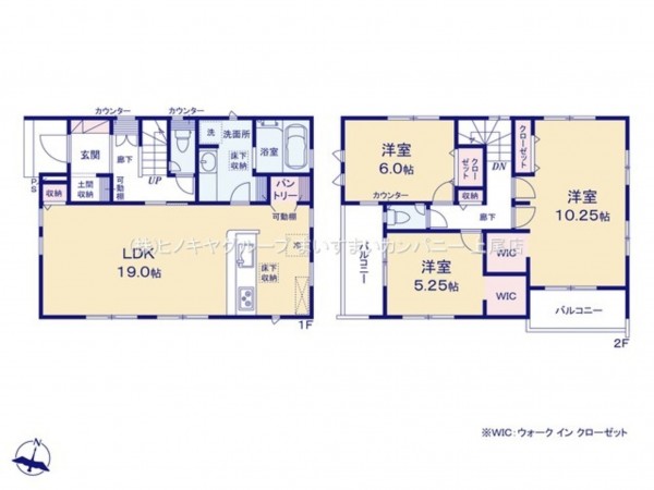 上尾市小泉、新築一戸建ての間取り画像です