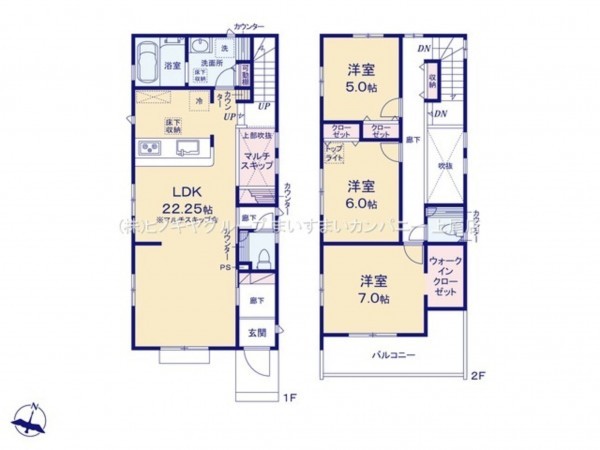 上尾市小泉、新築一戸建ての間取り画像です