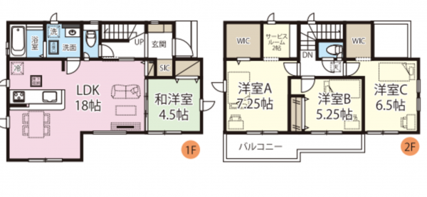 上尾市大字原市、新築一戸建ての間取り画像です