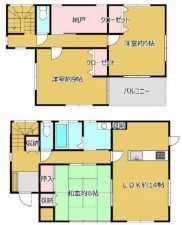 桶川市大字川田谷、中古一戸建ての間取り画像です