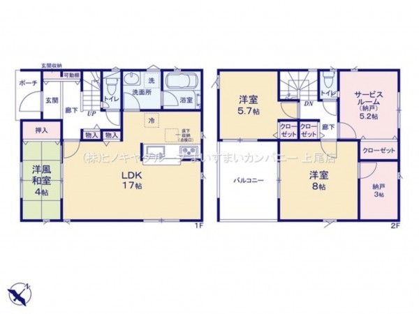 上尾市大字上尾下、新築一戸建ての間取り画像です