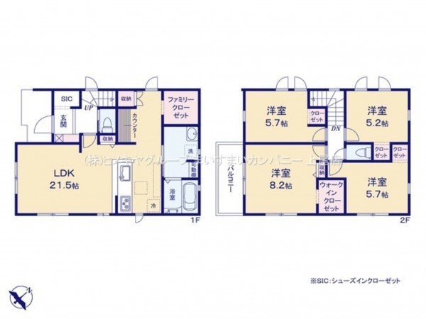 桶川市大字上日出谷、新築一戸建ての間取り画像です