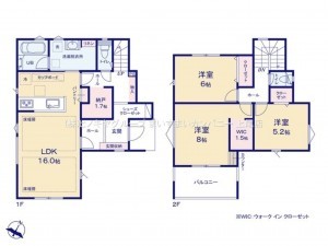 上尾市大字上、新築一戸建ての間取り画像です