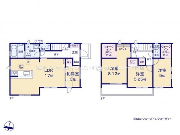 桶川市坂田東、新築一戸建ての間取り画像です