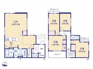 上尾市向山、新築一戸建ての間取り画像です