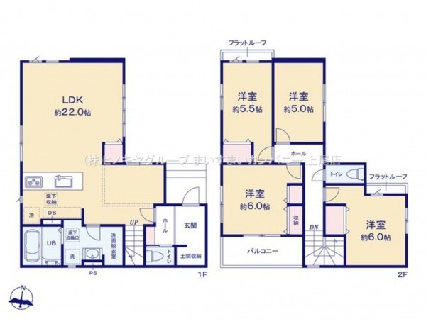 上尾市向山、新築一戸建ての間取り画像です