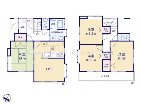 上尾市弁財、中古一戸建ての間取り画像です