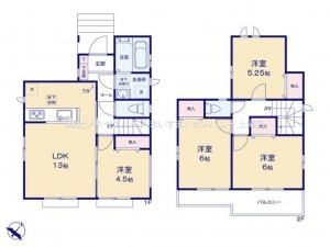 桶川市神明、新築一戸建ての間取り画像です