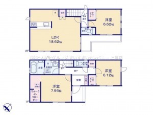 上尾市上町、新築一戸建ての間取り画像です