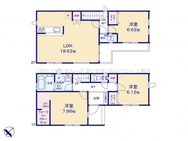上尾市上町、新築一戸建ての間取り画像です