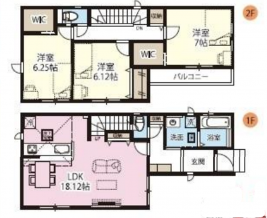 上尾市上町、新築一戸建ての間取り画像です
