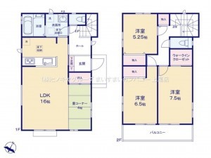 桶川市坂田東、新築一戸建ての間取り画像です