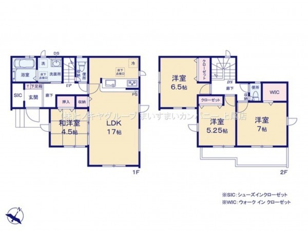 上尾市大字上、新築一戸建ての間取り画像です