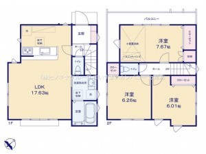 上尾市大字瓦葺、新築一戸建ての間取り画像です