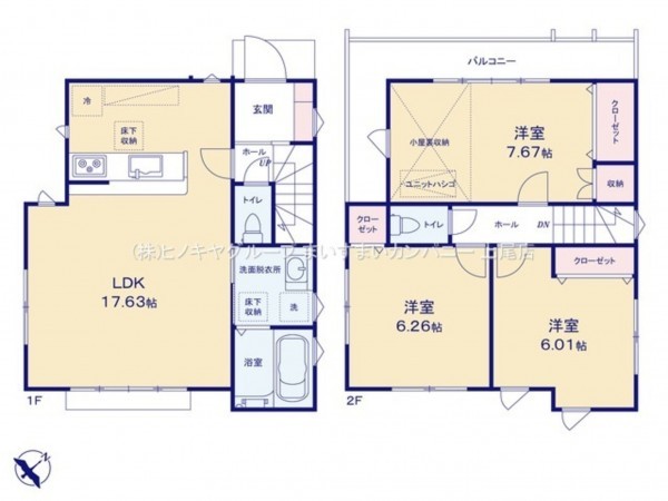 上尾市大字瓦葺、新築一戸建ての間取り画像です