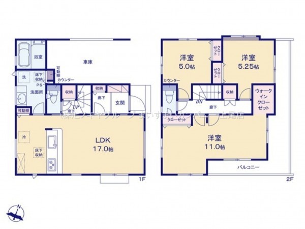 上尾市小泉、新築一戸建ての間取り画像です