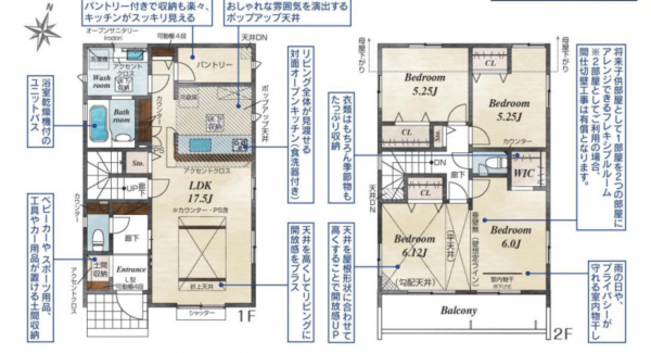 上尾市小泉、新築一戸建ての間取り画像です