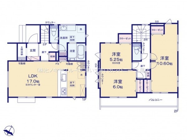 上尾市小泉、新築一戸建ての間取り画像です