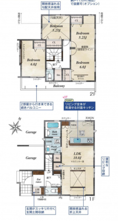 上尾市大字久保、新築一戸建ての間取り画像です