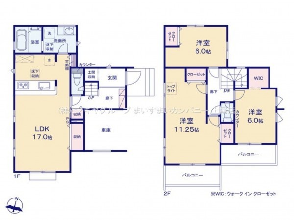 上尾市大字久保、新築一戸建ての間取り画像です
