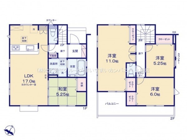 上尾市大字久保、新築一戸建ての間取り画像です