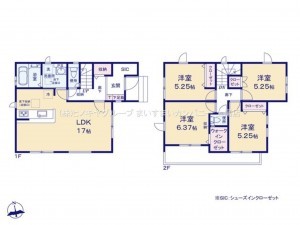 上尾市大字瓦葺、新築一戸建ての間取り画像です
