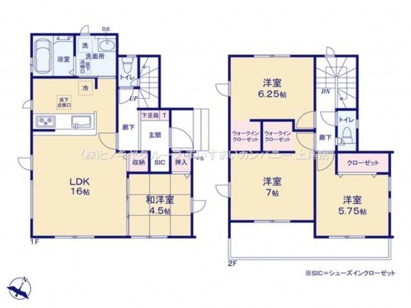 上尾市大字平塚、新築一戸建ての間取り画像です