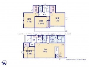 上尾市大字平塚、新築一戸建ての間取り画像です