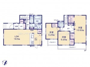 上尾市小泉、新築一戸建ての間取り画像です