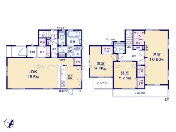 上尾市小泉、新築一戸建ての間取り画像です