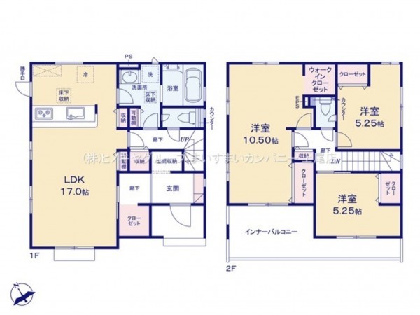 上尾市二ツ宮、新築一戸建ての間取り画像です