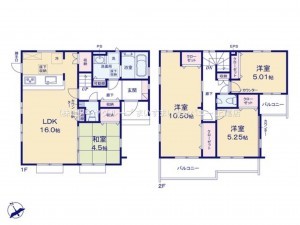 上尾市二ツ宮、新築一戸建ての間取り画像です