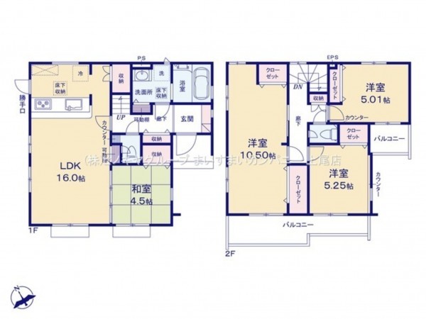 上尾市二ツ宮、新築一戸建ての間取り画像です
