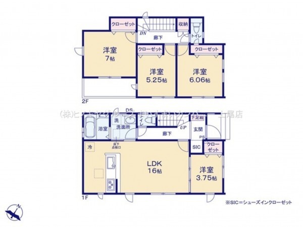 桶川市神明、新築一戸建ての間取り画像です
