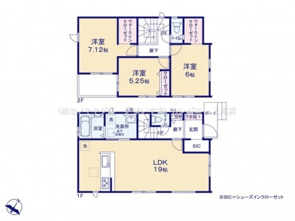 桶川市神明、新築一戸建ての間取り画像です