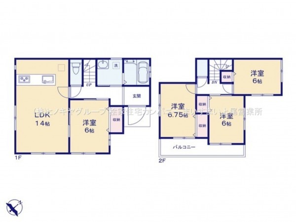 桶川市末広、中古一戸建ての間取り画像です