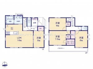 桶川市上日出谷南、新築一戸建ての間取り画像です