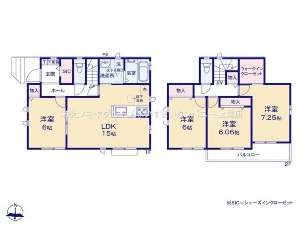 桶川市大字下日出谷、新築一戸建ての間取り画像です