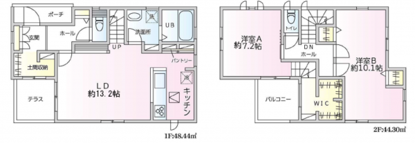 上尾市井戸木、中古一戸建ての間取り画像です