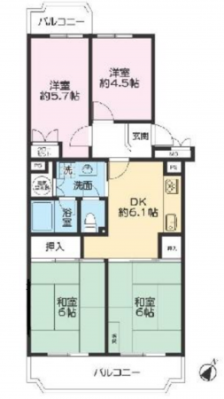 上尾市西宮下、マンションの間取り画像です