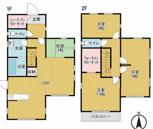桶川市坂田東、中古一戸建ての間取り画像です