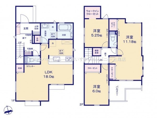 上尾市大字瓦葺、新築一戸建ての間取り画像です