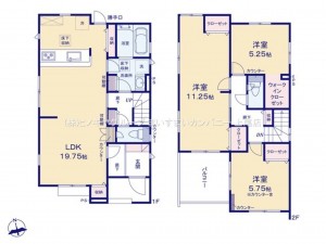 上尾市大字瓦葺、新築一戸建ての間取り画像です