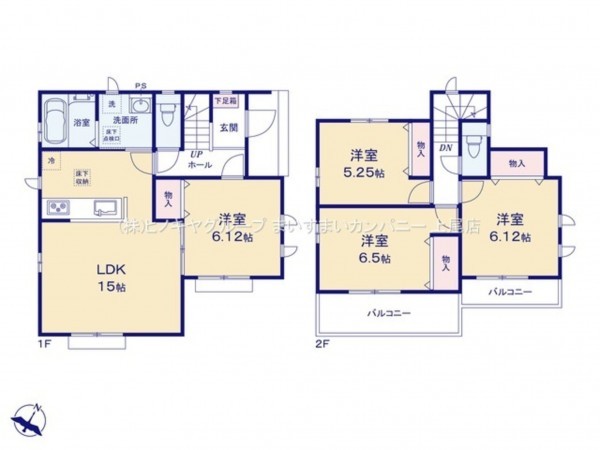 上尾市大字原市、新築一戸建ての間取り画像です