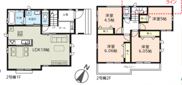 上尾市大字原市、新築一戸建ての間取り画像です