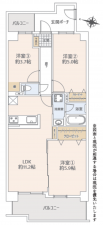 上尾市柏座、マンションの間取り画像です