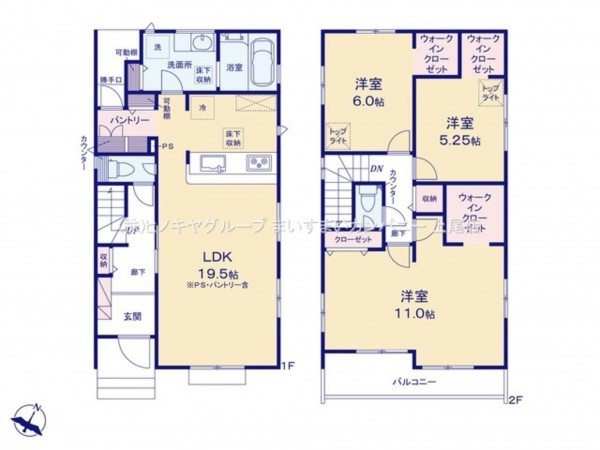 上尾市二ツ宮、新築一戸建ての間取り画像です